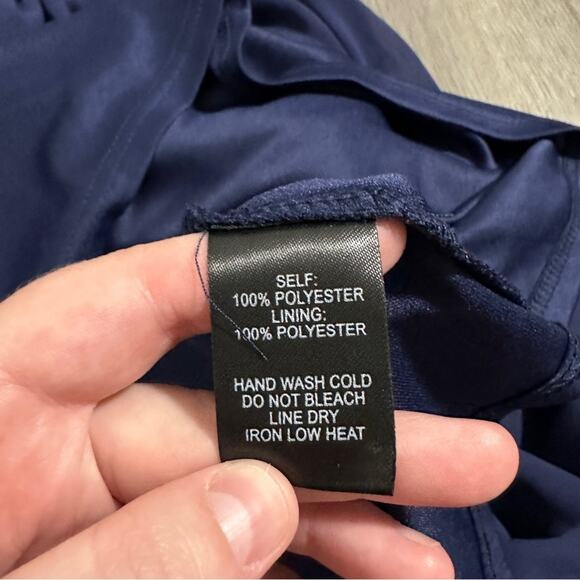 Lulus Romantic Tale Navy Blue Crochet Lace Open Back Mini Skater Dress Size M - Picture 8 of 13